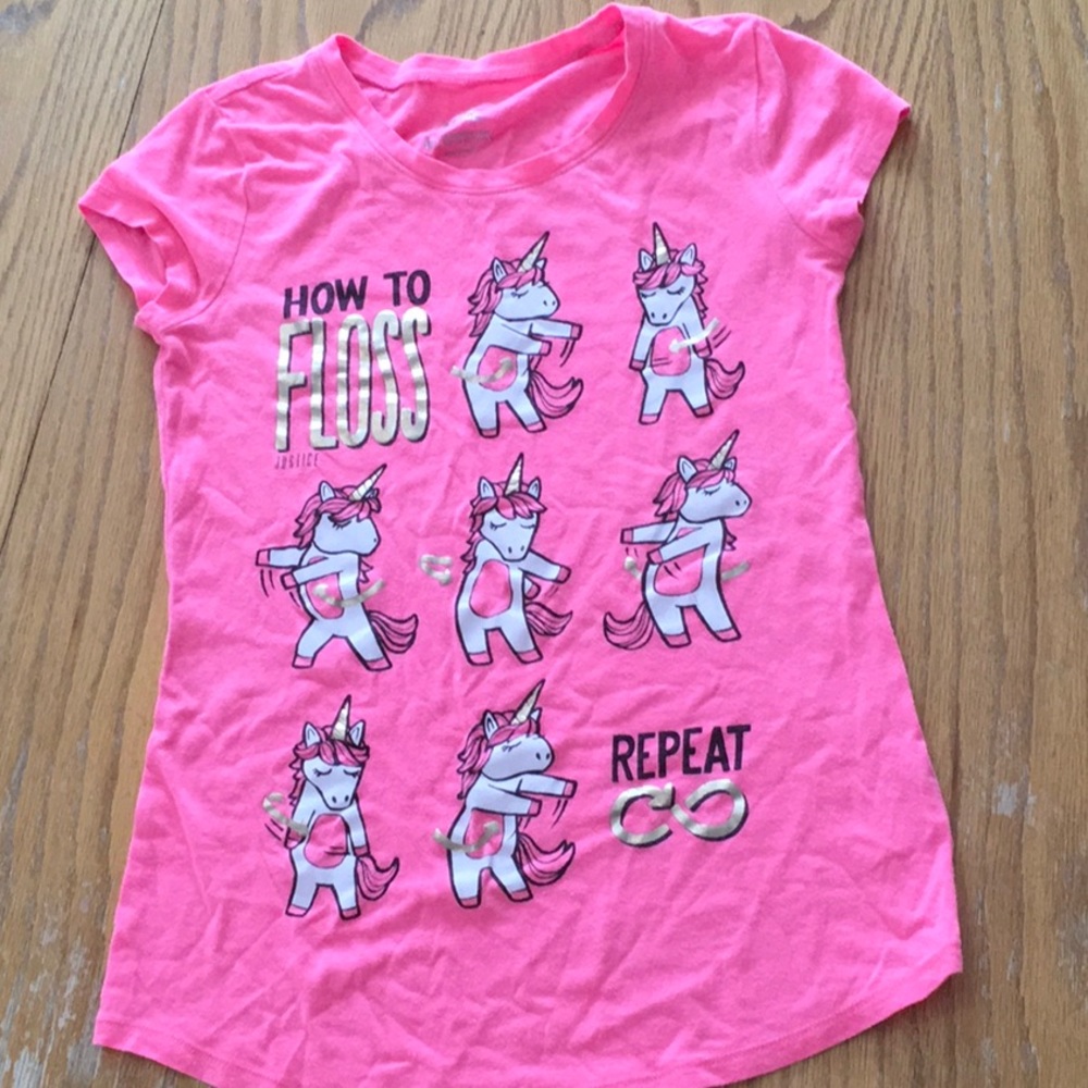 Justice unicorn how to floss t-shirt ( pink )
